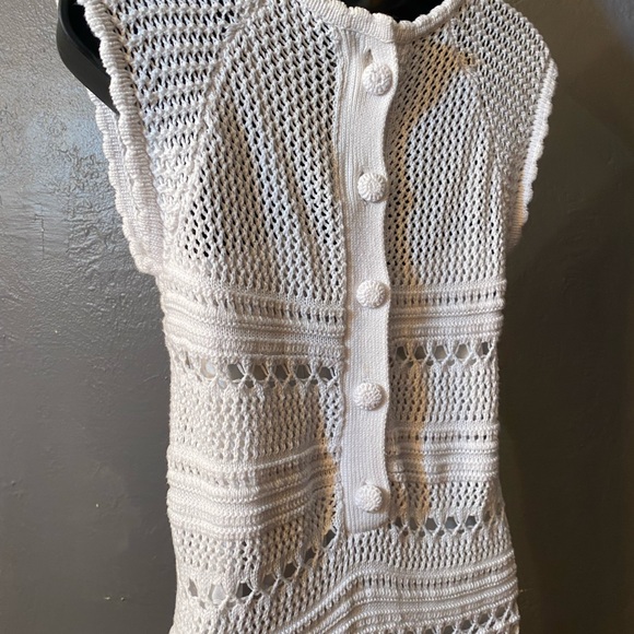 LAUNDRY By Shelli Segal White Crochet Dress With Buttons Down The Back - Picture 15 of 16